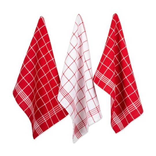 DII® J&M Red Waffle Weave Dishtowel & Dishcloth Set